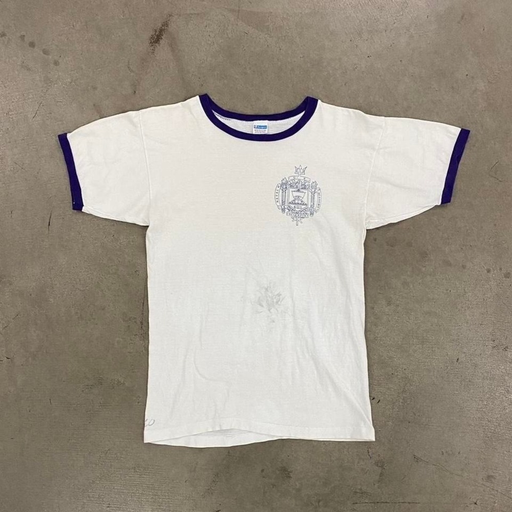 Vintage 70s US Naval Academy USNA USN Champion Blue Bar Military Navy T-Shirt M